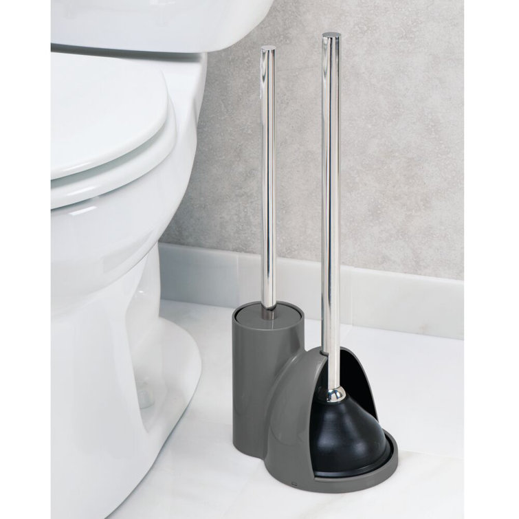 Mdesign Freestanding Bathroom Toilet Bowl Brush, Plunger Set Gray/Brushed Wayfair